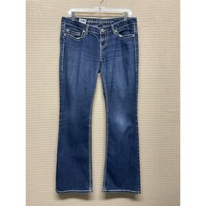 Vintage Blue Asphalt Y2K Womens Blue Denim Flare Leg Jeans Size 11 Distressed